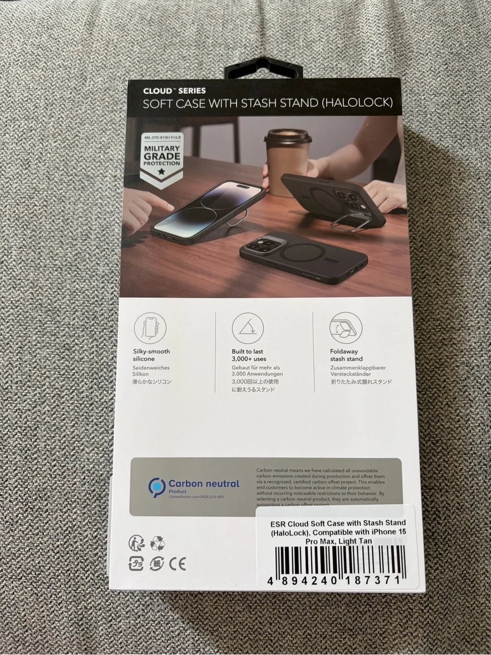 ESR Soft Case with Stash Stand for iPhone 15 Pro Max - Beige